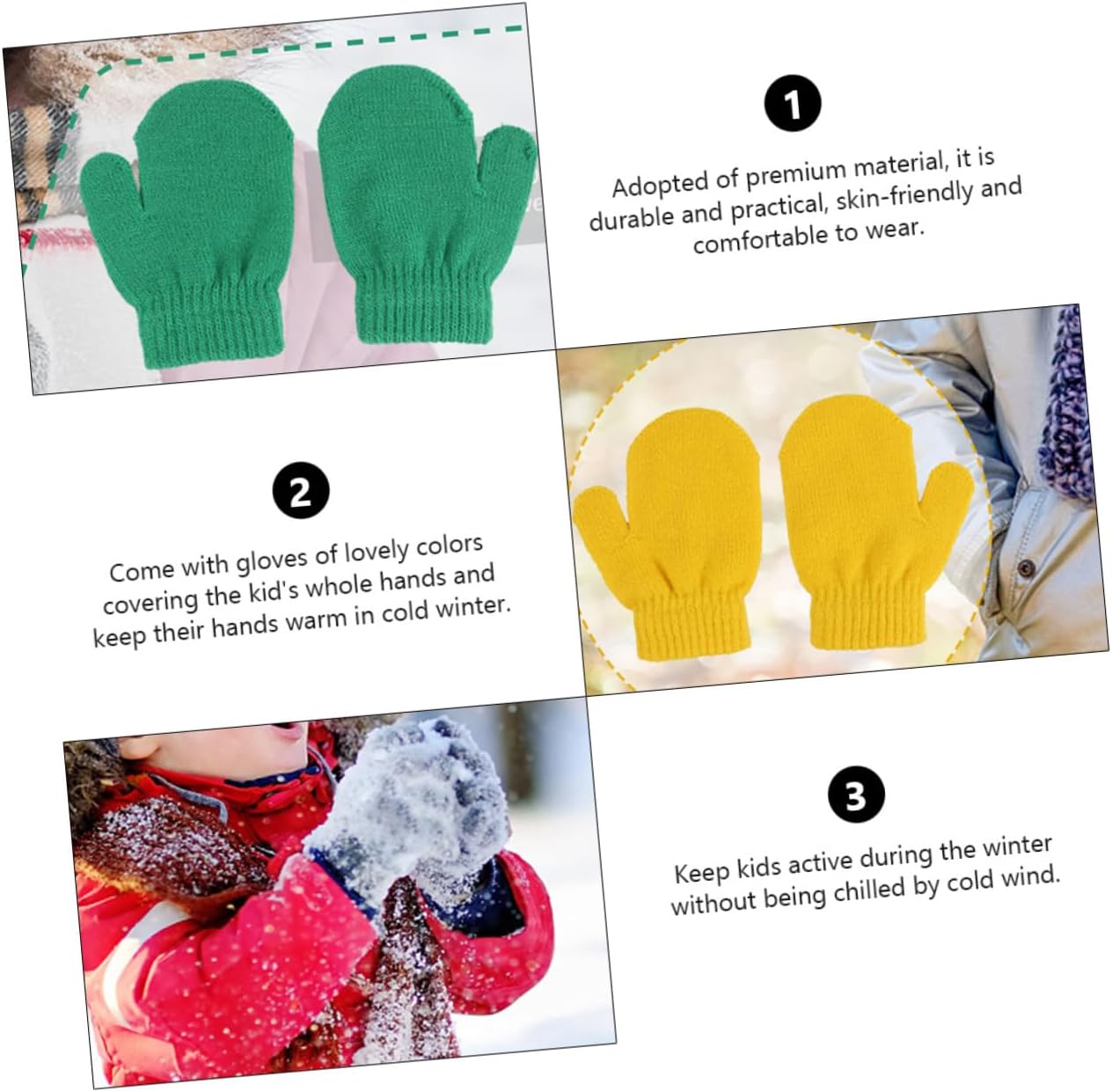 5 Pairs Kids Knitted Winter Gloves Unisex Full Finger Mittens Warm and Comfortable for Boys and Girls for Cold Weather Activities