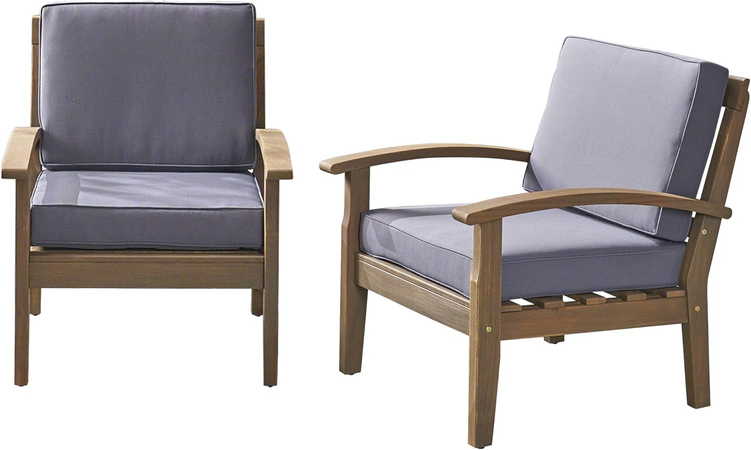 Christopher Knight Home Keanu Outdoor Wooden Club Chairs (Set of 2), Gray/Dark Gray