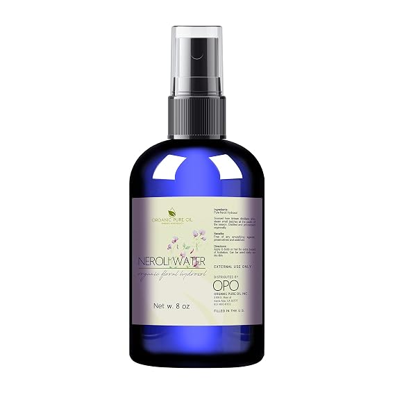 Neroli Water Hydrosol Face Mist Calming 8 oz Spray Toner Aromatherapy Facial Spritz Sprayer Linen Sheets Body Mist Pure Hydrosol Water Hydrating Cleansing Toning Orange Blossom OPO -Packaging May Vary