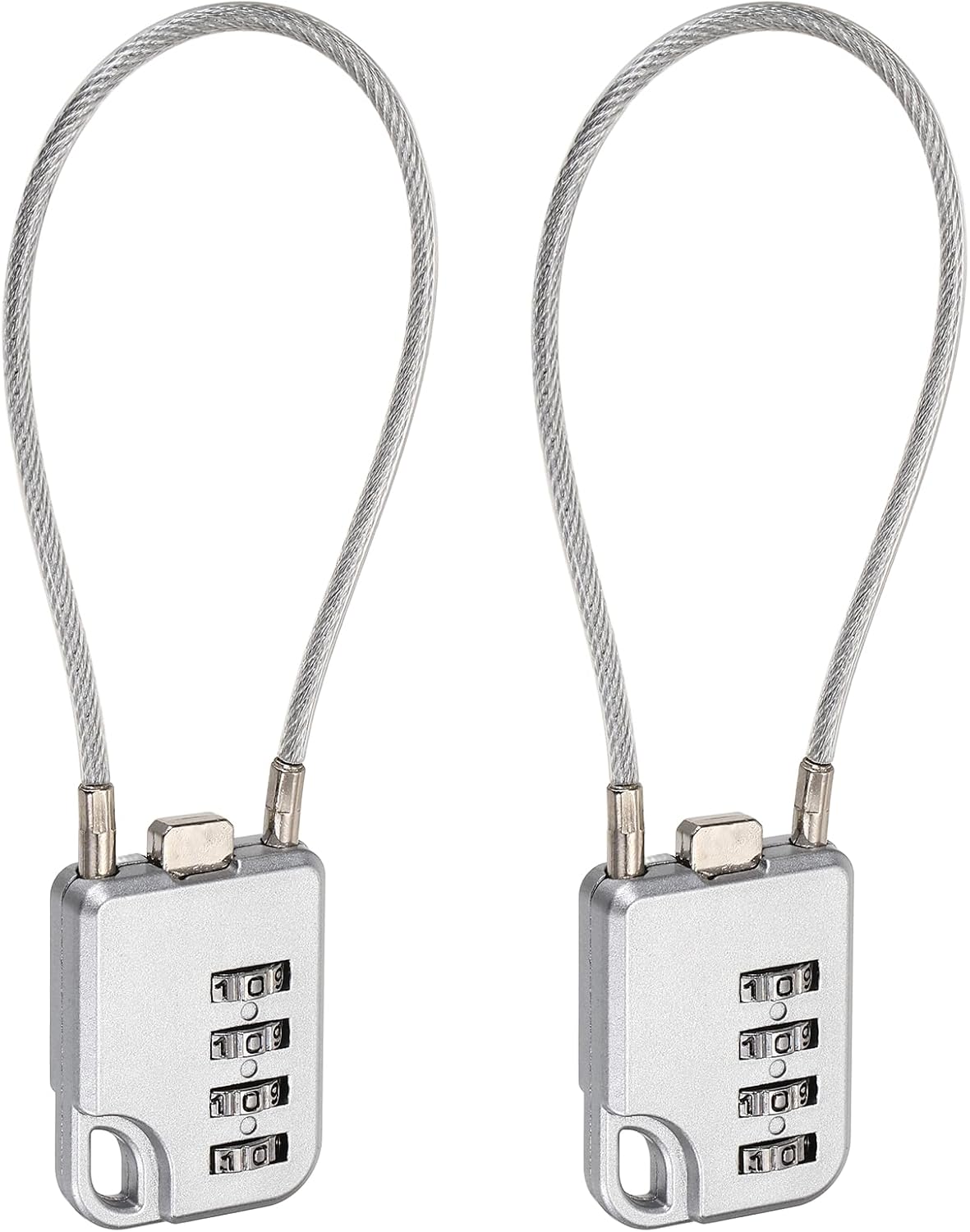PATIKIL Combination Padlock (7.9 Inch, Grey) (2 Pcs), 4-Digit Combo Padlock Luggage Locks with Coated Steel Wire Rope, Suit for Gym Locker/Fence/Storage/Backpack/Toolbox/Cabinets