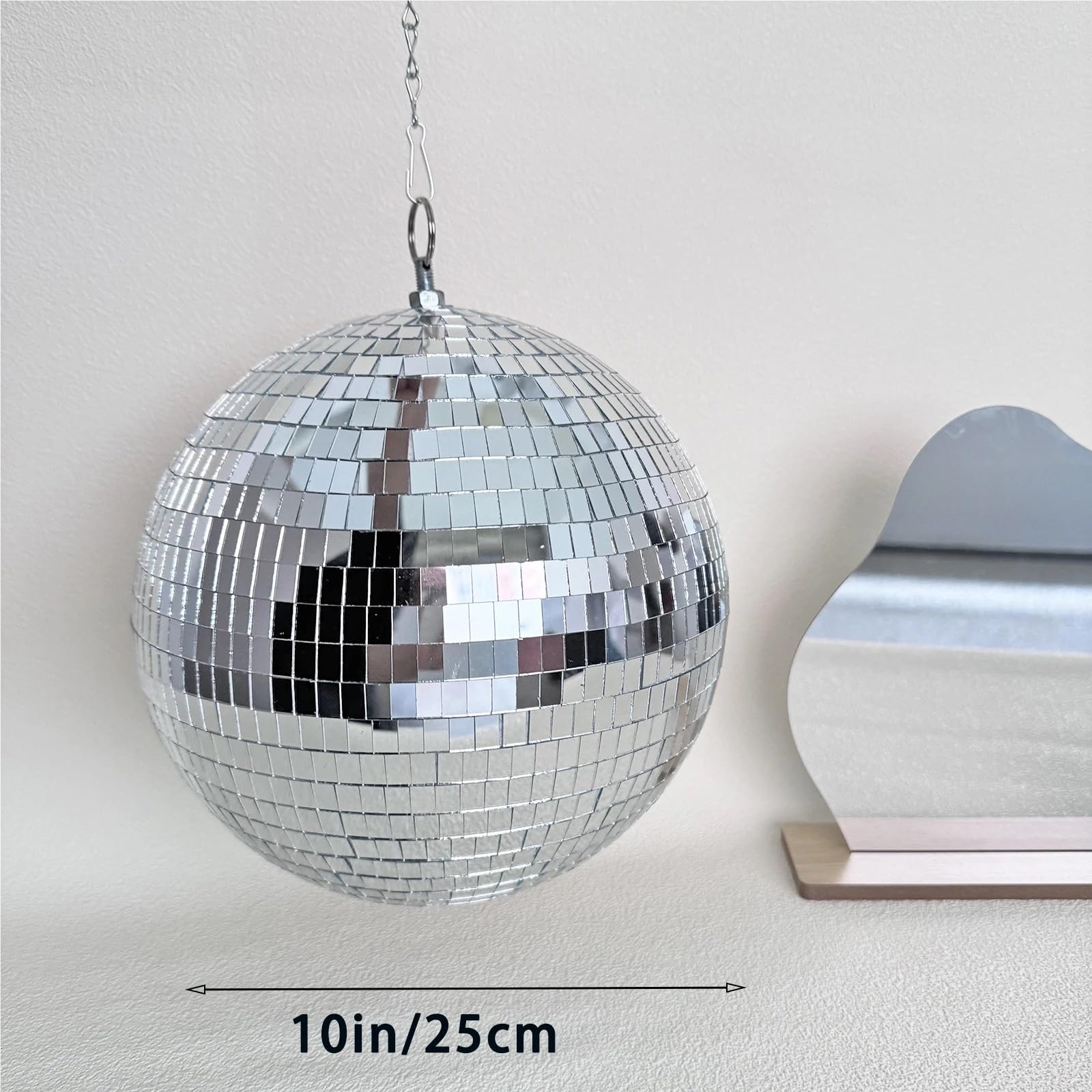 Dekoracja imprezowa lustrzanej kuli dyskotekowej, Szklana kula lustrzana Disco wisząca obrotowa 15-25cm(25cm)