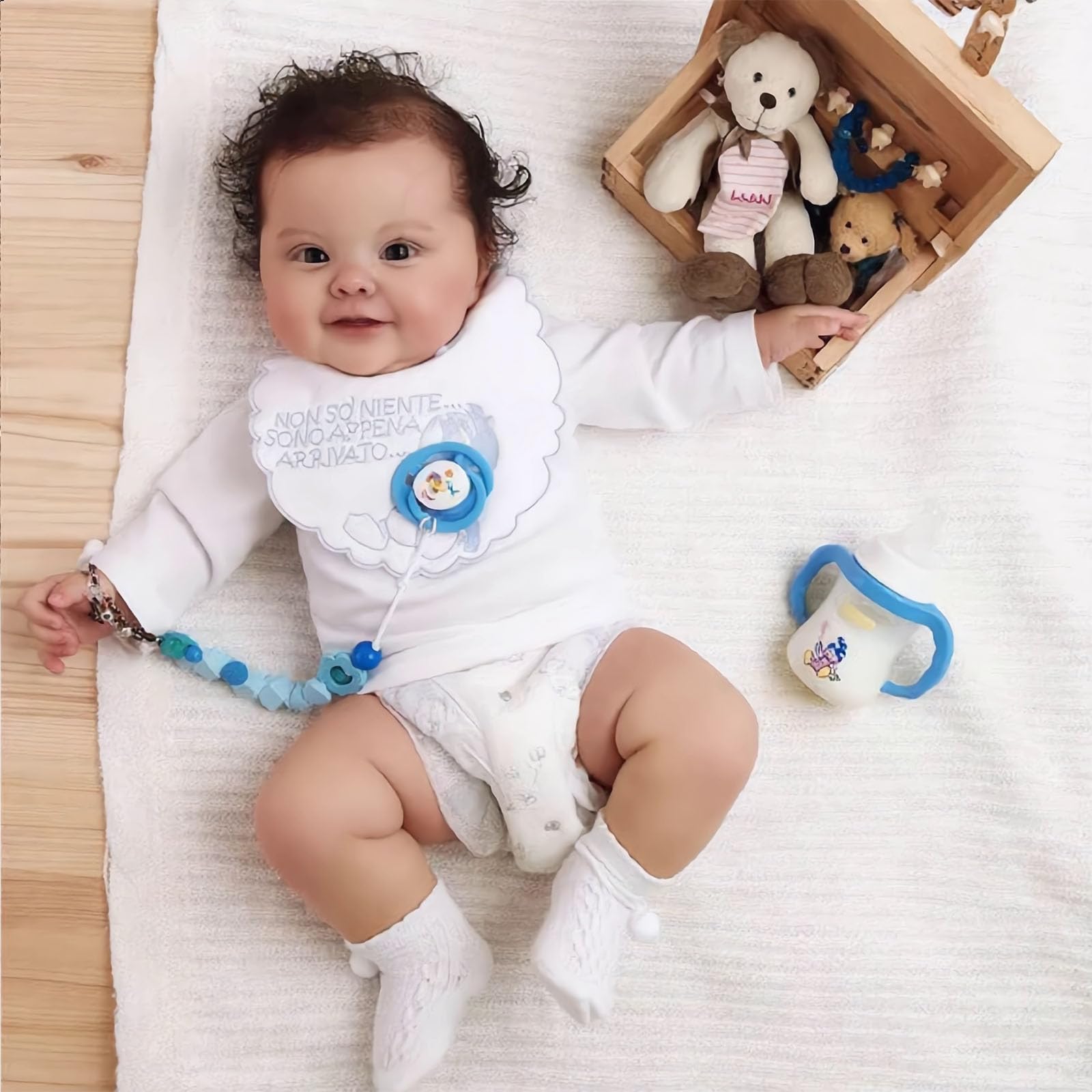 Muñeca de bebé realista de 24 pulgadas (60 cm) – Muñeca hiperrealista, hecha a mano de silicona suave y algodón. Juguete y regalo para niñas y niños, apto para niños de 3 años