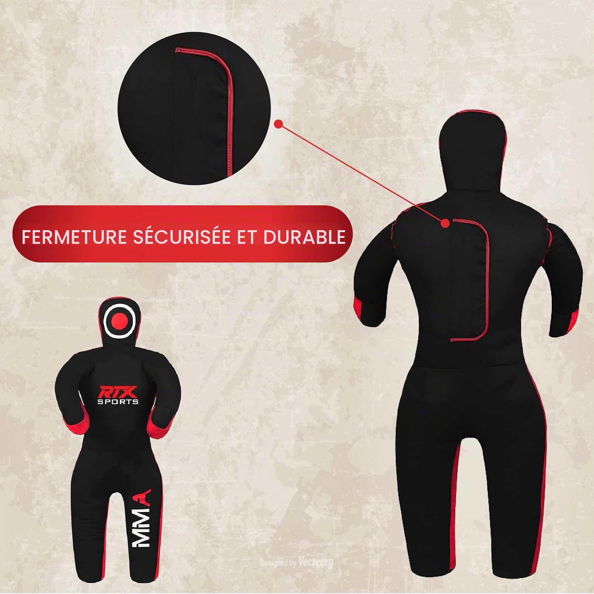 RTX Enfants de Grappling Judo MMA pour Enfants Sac de Frappe pour Brésilien BJJ Jiu Jitsu, Lutte, Entraînement MMA Toile Non Remplie 47 Pouces