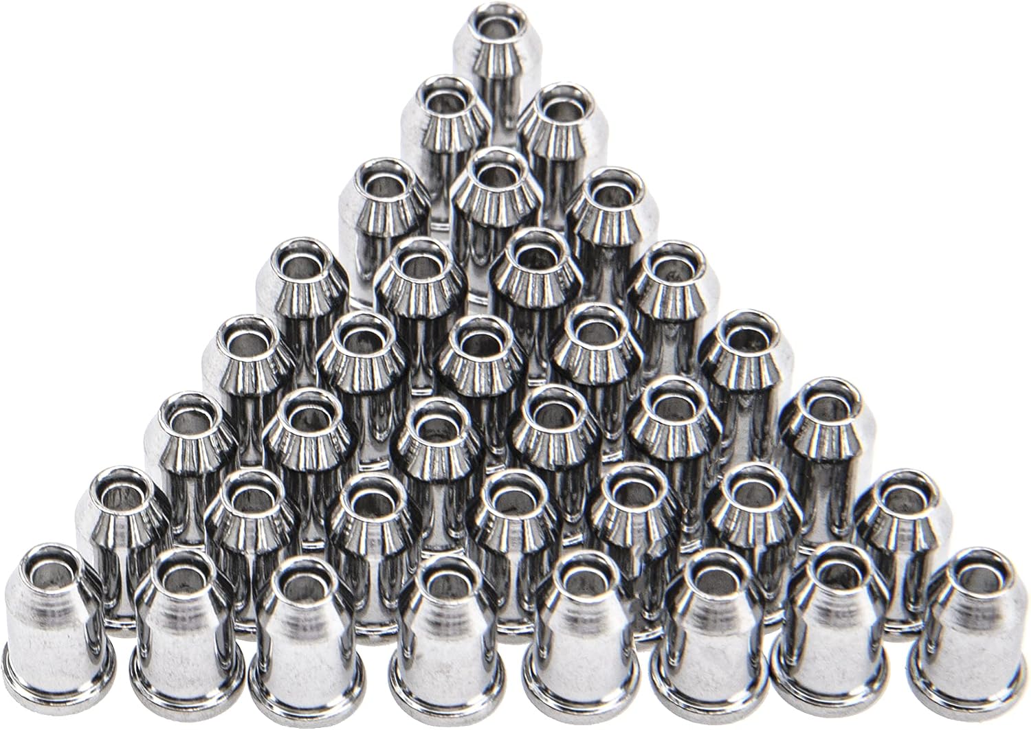 36Pcs Yootones Metal Guitar Ferrules Through-Body String Mounting Ferrules Compatible with Guitar Replacement (Silver)