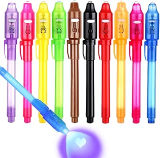 DxJ Invisible Ink Pen 10Pcs Latest Spy Pen with UV Light Magic Spy Marker Kid Pens for Secret Message and Birthday Party,Writing Secret Message for Easter Day Halloween Christmas Party Bag Gift