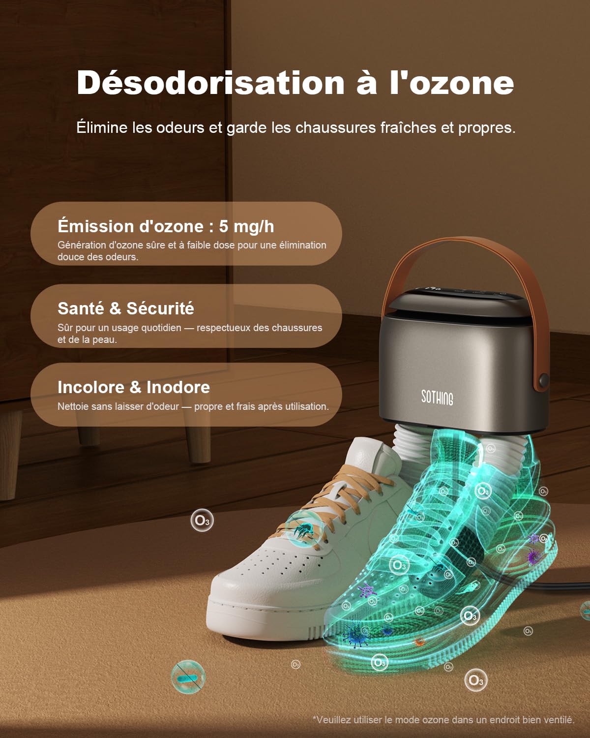 SOTHING Electric Shoe Dryer Pro: Ozone Digital Display 3 Heat Levels Timer 1-9H Telescopic Hoses for Shoes, Boots and Sports Gloves, Purple - 2