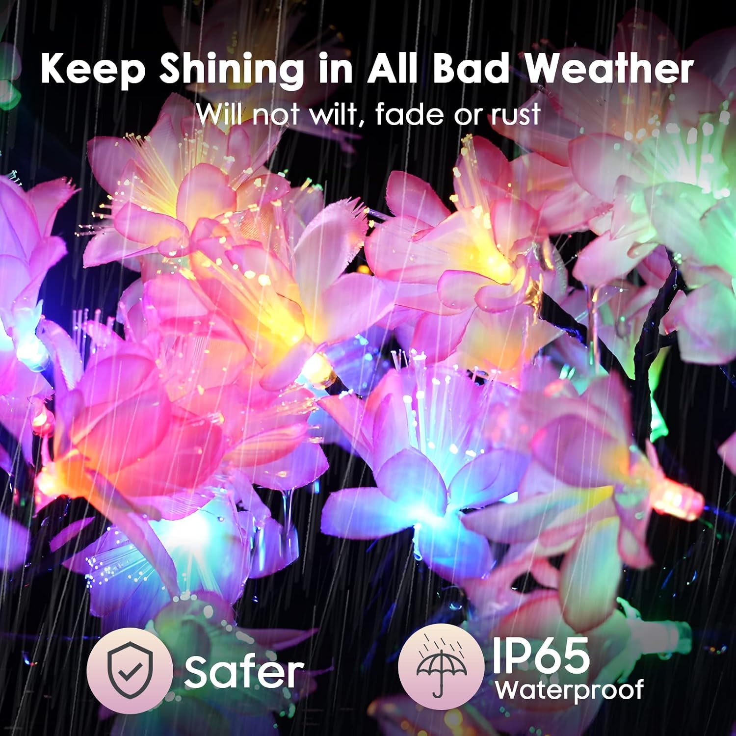 Solar Lights Outdoor Garden Decorative, 4 Pack Flower Lights Solar Powered Colorful Waterproof for Yard Christmas Decoration