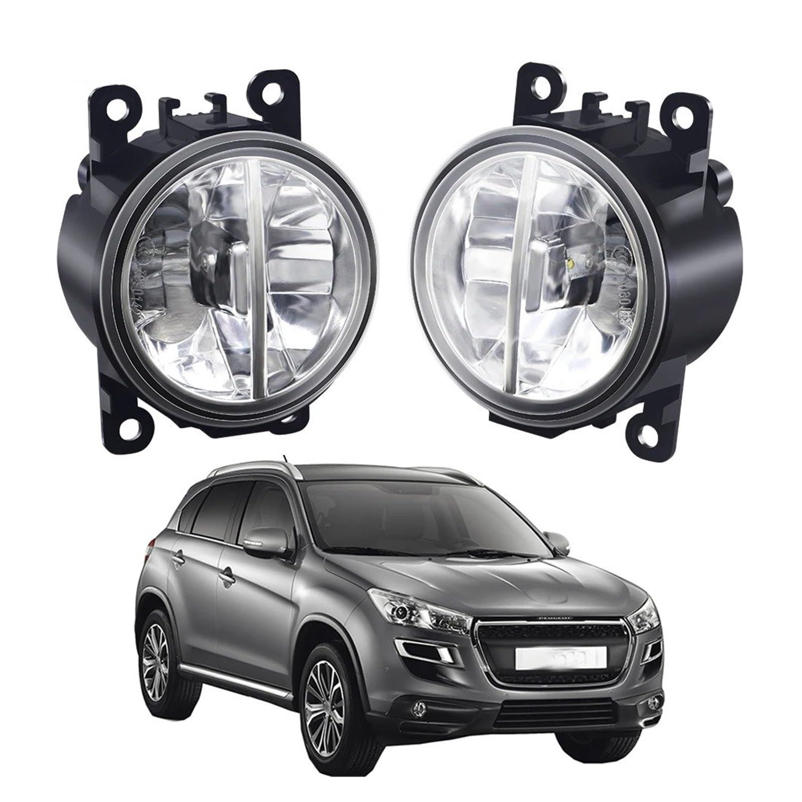 Luces Antiniebla 30W H11 Conjunto Luz Antiniebla Parachoques Delantero Coche Para Peugeot 4008 2012-2017 6000LM LED Lámpara Circulación Diurna DRL Antiniebla(JZ Yellow)
