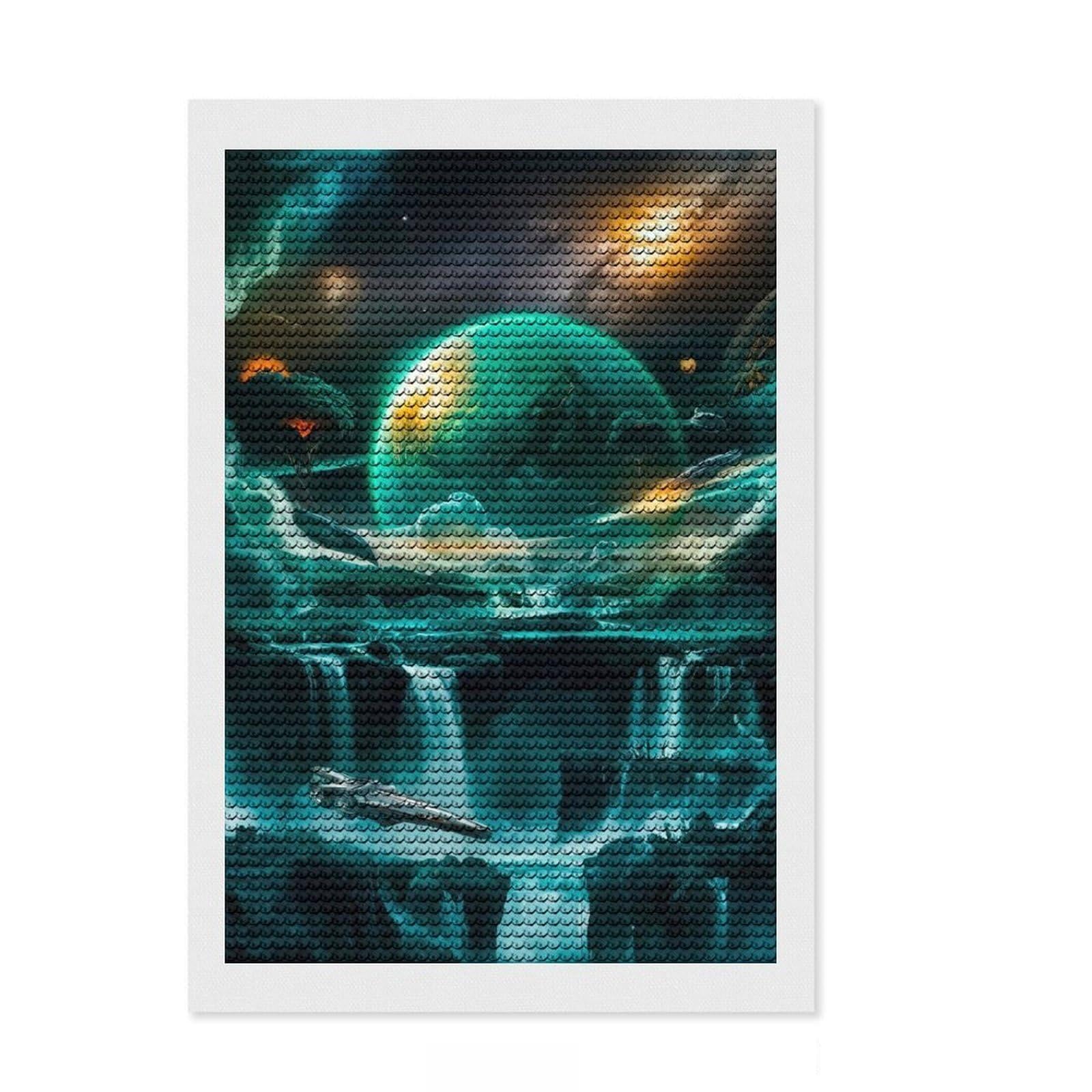 Junmoney Cosmic Waterfalls Diamond Art Kit 8"x12", for Creative Relaxation, Vintage Style Decor, Good for Quiet Evenings, Christmas Gift