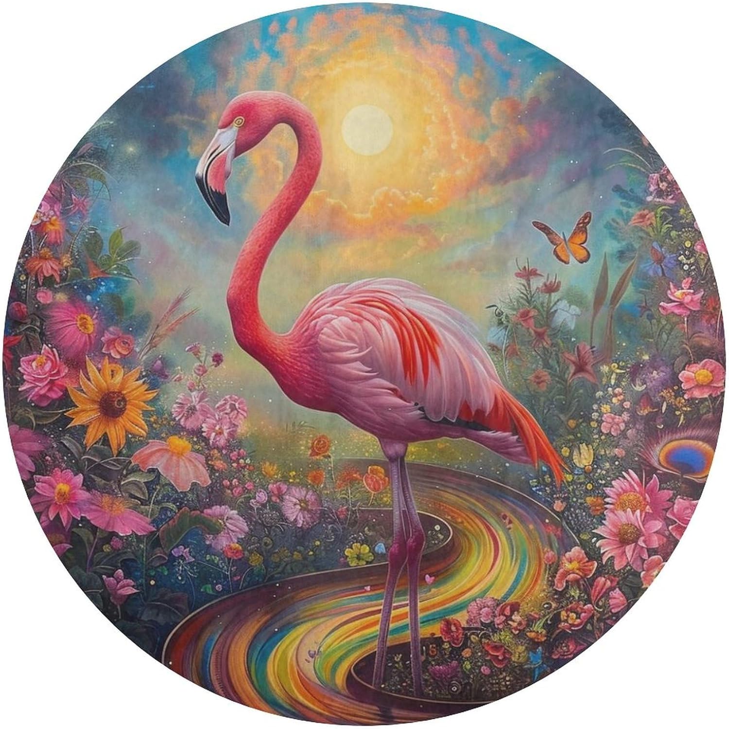 Watercolor Floral Flamingo Bath mat, 3D Floral Plant Pink Flamingo Shower mat, Suitable for Decorating Bathroom Kitchen Dining Room Living Room Bedroom Outdoor Living Room 23.5Inches