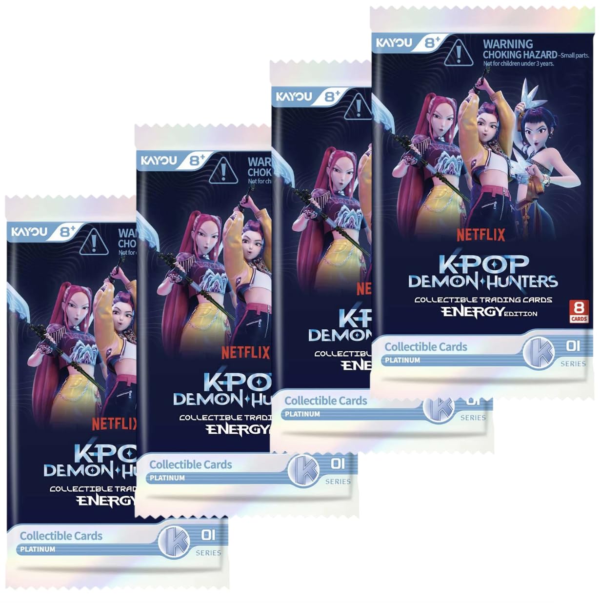 KPop Demon Hunters Series 01A | Booster Packs (4 Packs) | Authentic English KPop Demon Hunters Cards | 8 Cards Per Pack | Titan Authenticated