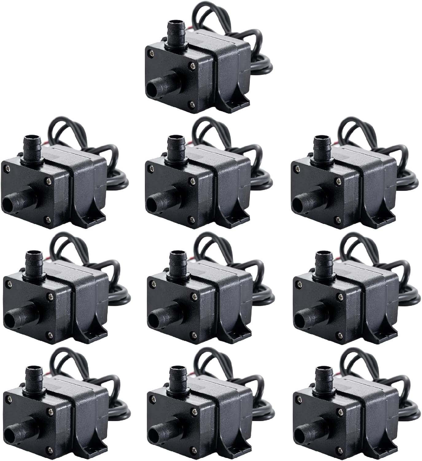 10-Pack 12V Brushless Water Pump 240L/H 3M Lift, 4.2W Ultra-Quiet Submersible Pump for Aquariums/Fish Tanks/Swimming Pools (DC 12V, 240 Liters/Hour)​​