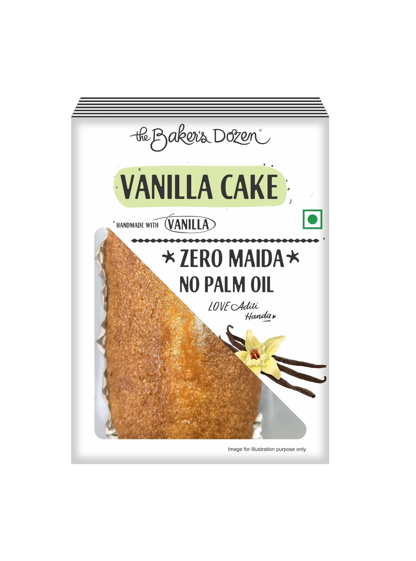 Vanilla Cake | Zero Palm Oil | Zero Trans Fat | Made with Real Butter | Rich Buttery Taste | Eggless | Handcrafted with Love by Aditi Handa - Chef & Co-Founder | Pack of 1 x 150g