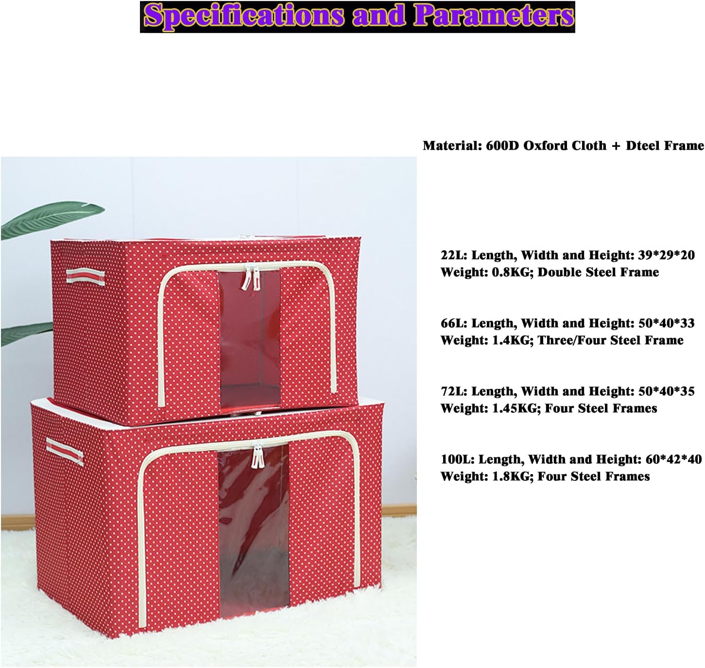 ® Storage Bins With Lids Oxford Cloth Steel Frame Storage Box Quilt Folding Wardrobe Fabric Extra Large Storage Bag