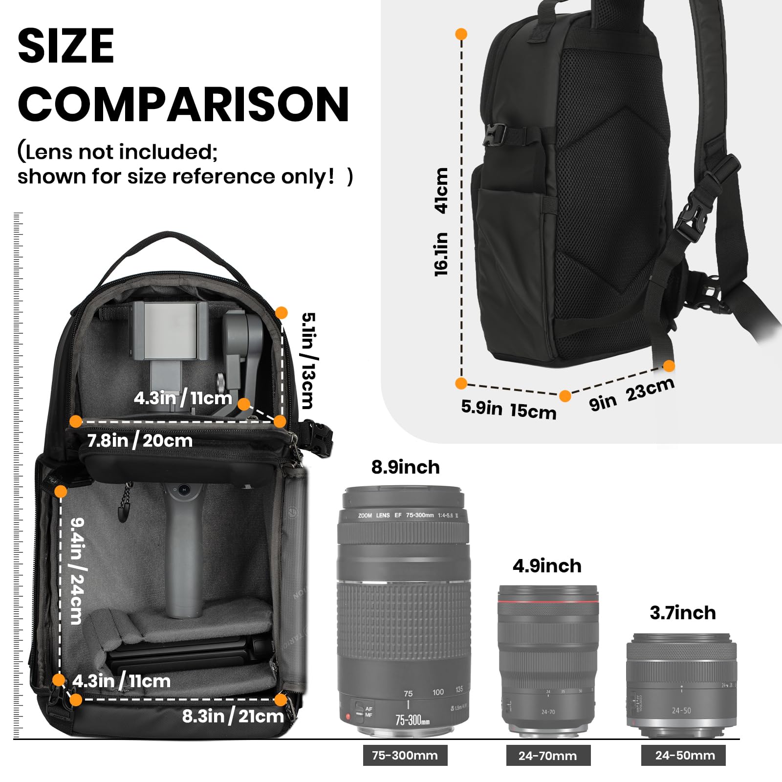 TARION TR-S - Borsa a tracolla per fotocamera, colore: Nero