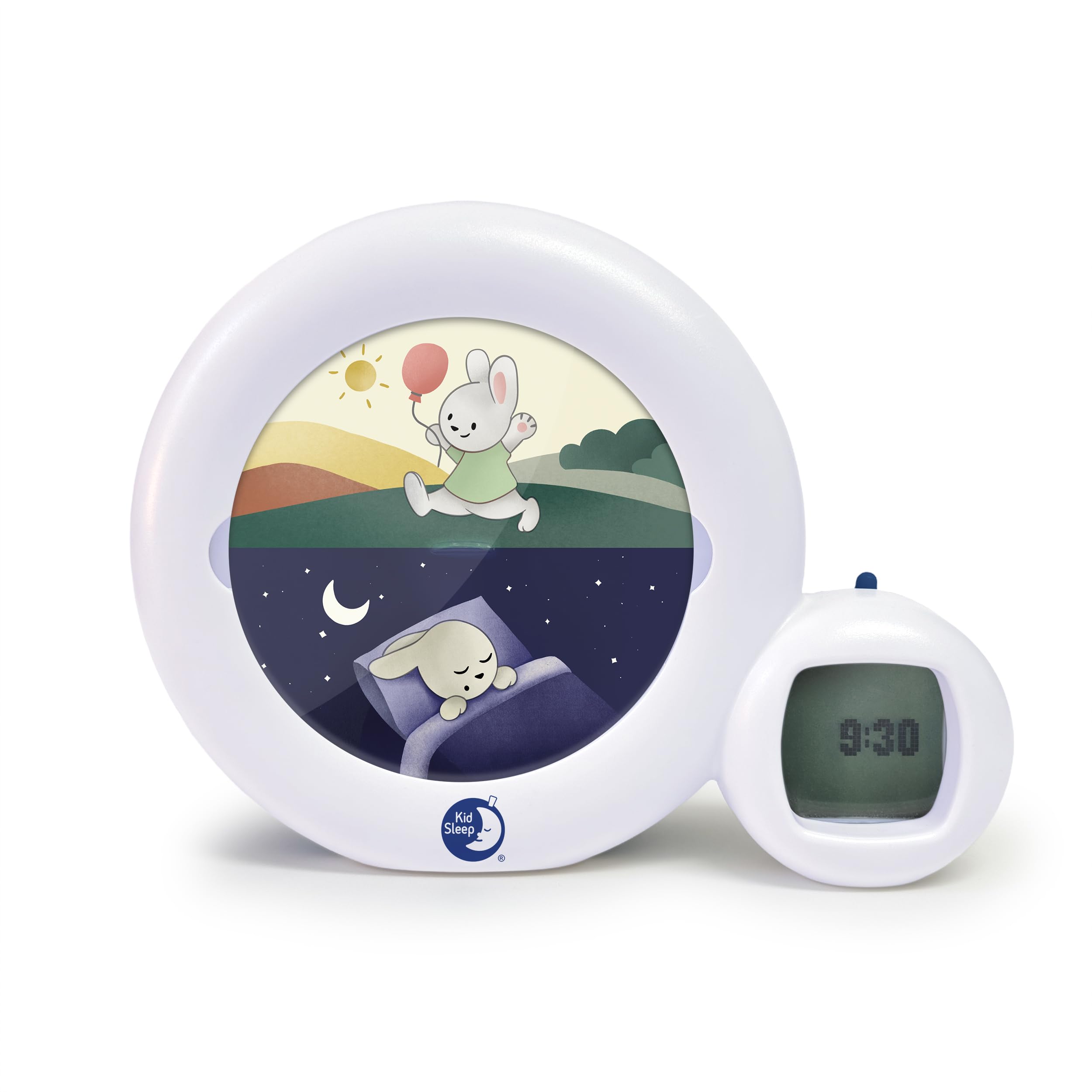 Pabobo Kid Sleep - Mond 3 in 1 (Nachtlicht, Anzeige & Wecker) - Kinder pädagogische musikalische Wecker - Tag / Nachtlicht - weiß