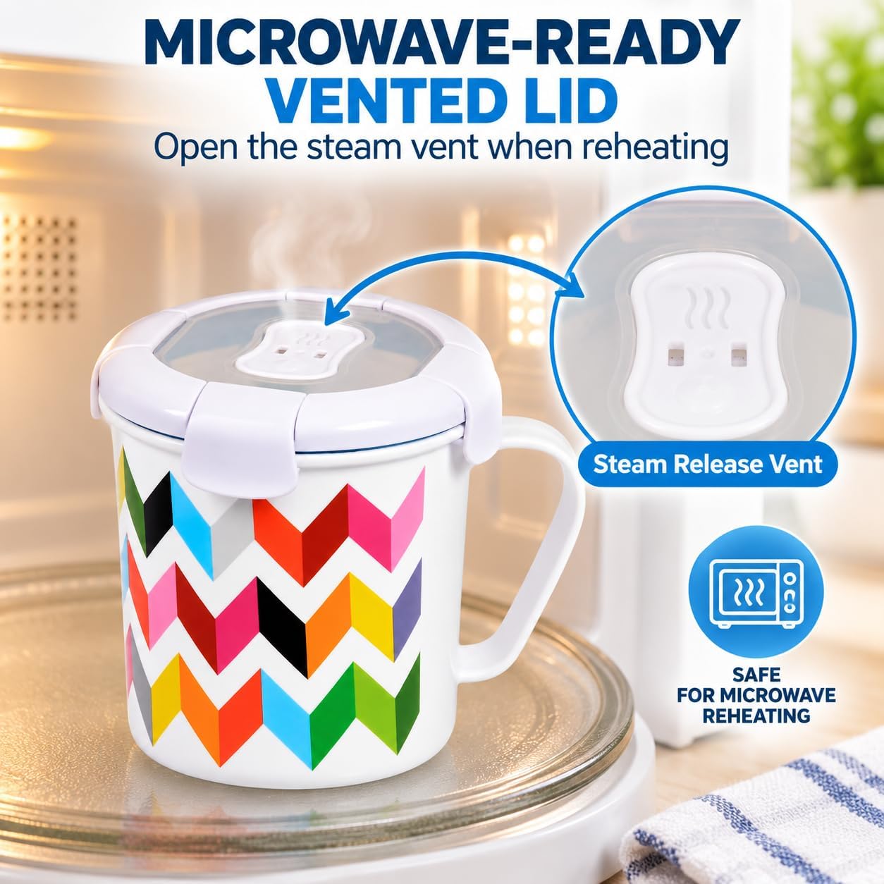 French Bull 23 oz Microwave Soup Mug with Lid and Handle, Ziggy