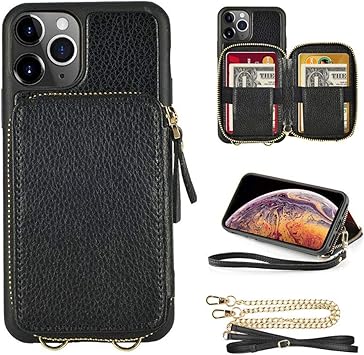 Amazon Zve Iphone11 Pro対応ケース 5 8インチ Iphone11proカード収納ケース 財布付きケースカード お札入れ アイフォン11 Proウォレットケース ショルダーケース 完全保護 高級レザーケース ストラップ付き アイフォン11 Proケース 5 8インチ適応 ブラック 家電