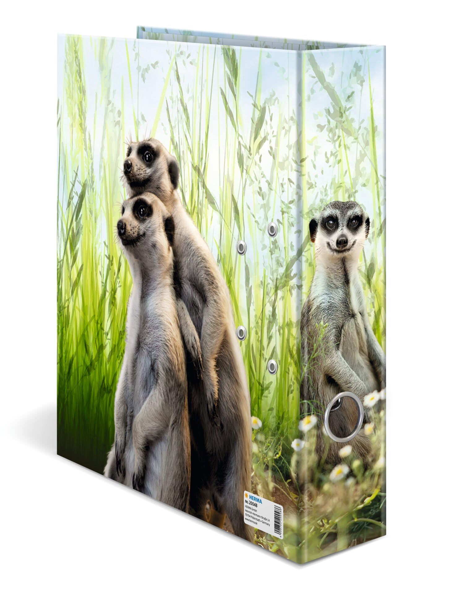 HERMA Raccoglitore formato A4 suricato, 10 pezzi, 7 cm di larghezza, per bambini, con motivo animale, colorato, con stampa interna, per ragazzi e ragazze