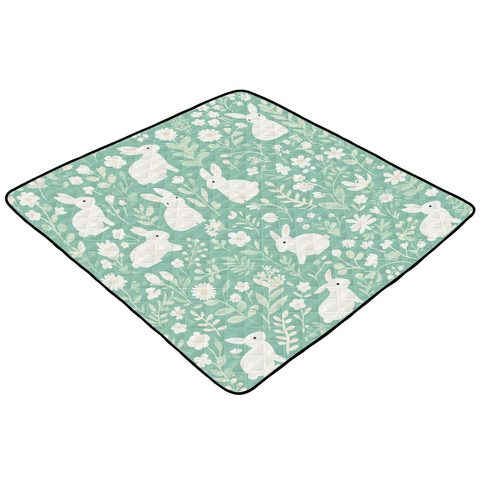 Kigai Bunny Baby Play Mat for Floor and Playpen 50x50 inch Non-Slip Baby Activity Playmat Waterproof Foldable Crawling Mat for Infants Toddlers