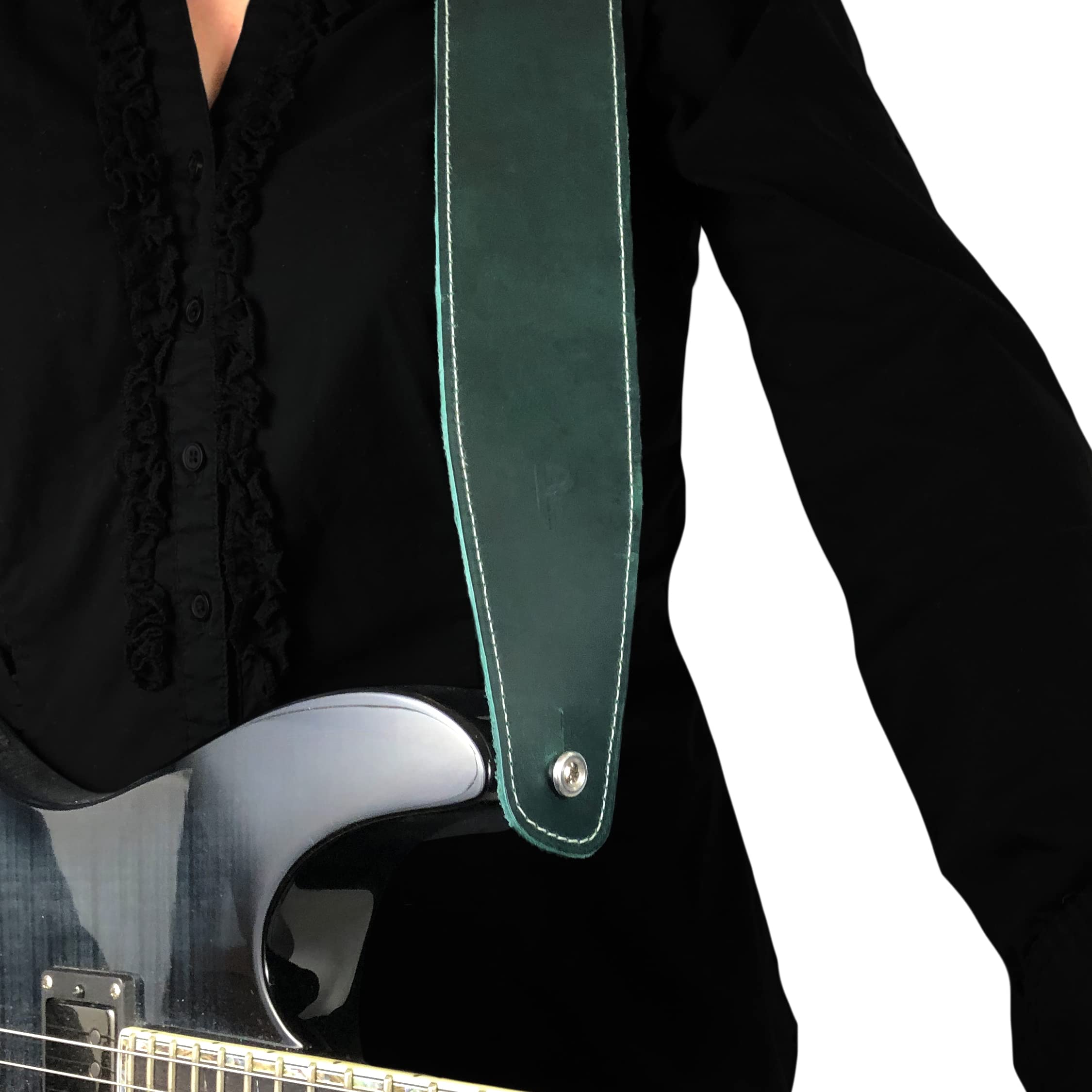 Perri’s Leathers Ltd., Guitar Strap, Baseball Leather (Series), Teal, Adjustable, For Acoustic/Bass/Electric Guitars - Image 4