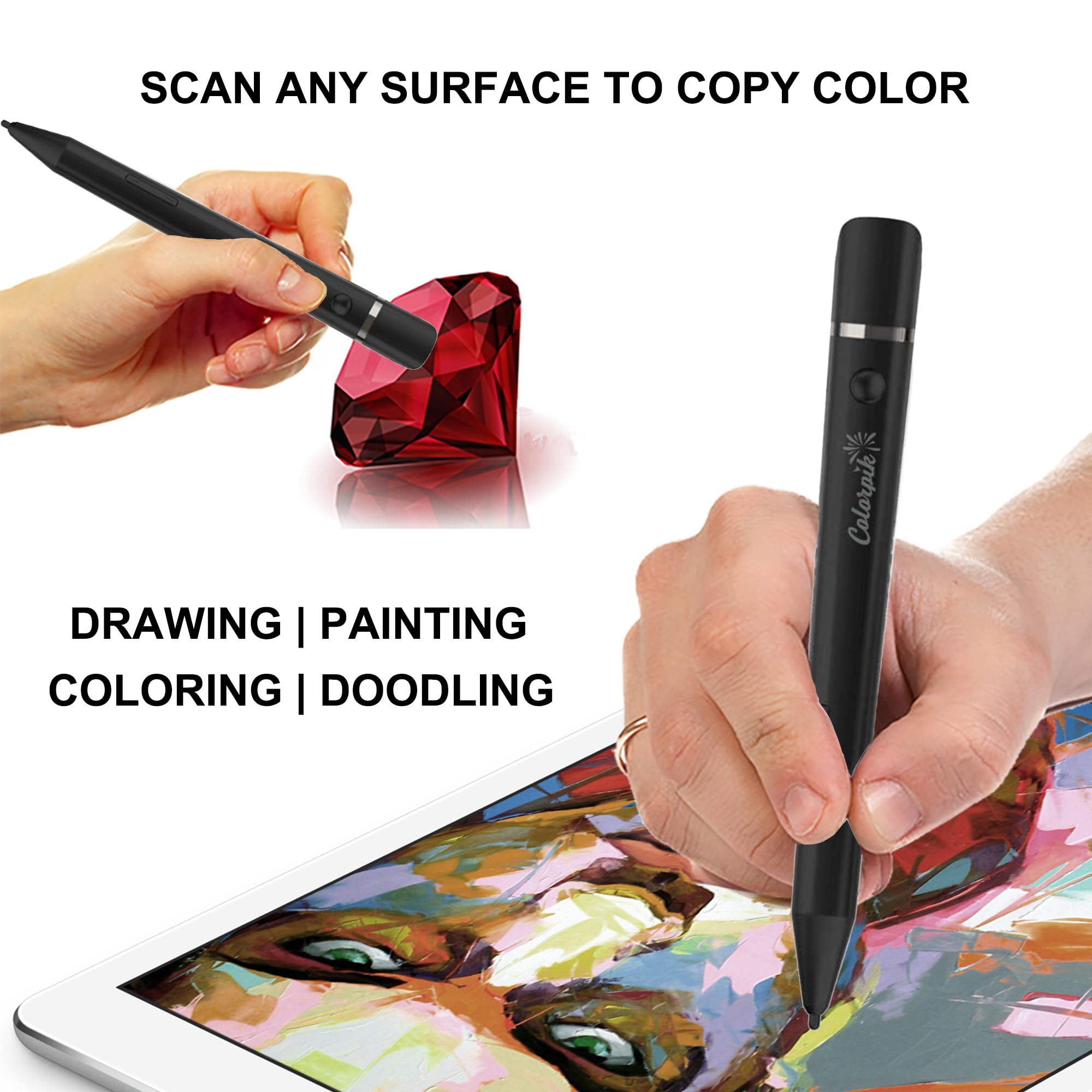 Smart Color Copy - Pennini capacitivi colorati per iPad/iPhone/tablet Android Touchscreen, 16 milioni di colori in 1 penna selezionatrice di colori per disegno digitale, schizzi, pittura, scrittura e