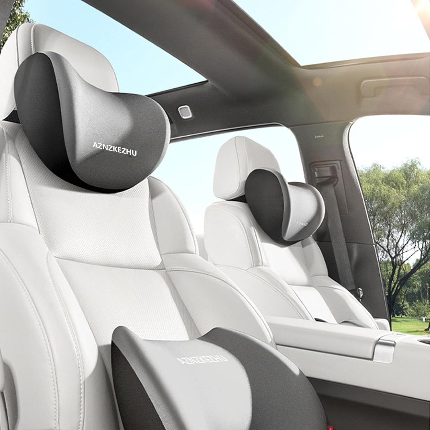 2025 Car Headrest & Lumbar Support Cushion, Car Lumbar Support Pillow and Neck Pillow Kit, Ergonomic Seat Headrest and Backseat for Neck Back Pain Relief (Blue) - Image 3