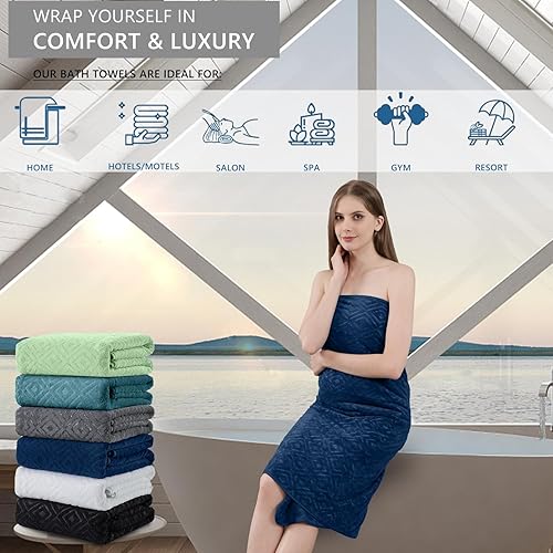 Vista 161 de Juego de toallas de microfibra de 8 piezas, 2 toallas de baño, 2 toallas de mano, 4 toallas pequeñas, toalla de baño extra grande para baño, hotel
