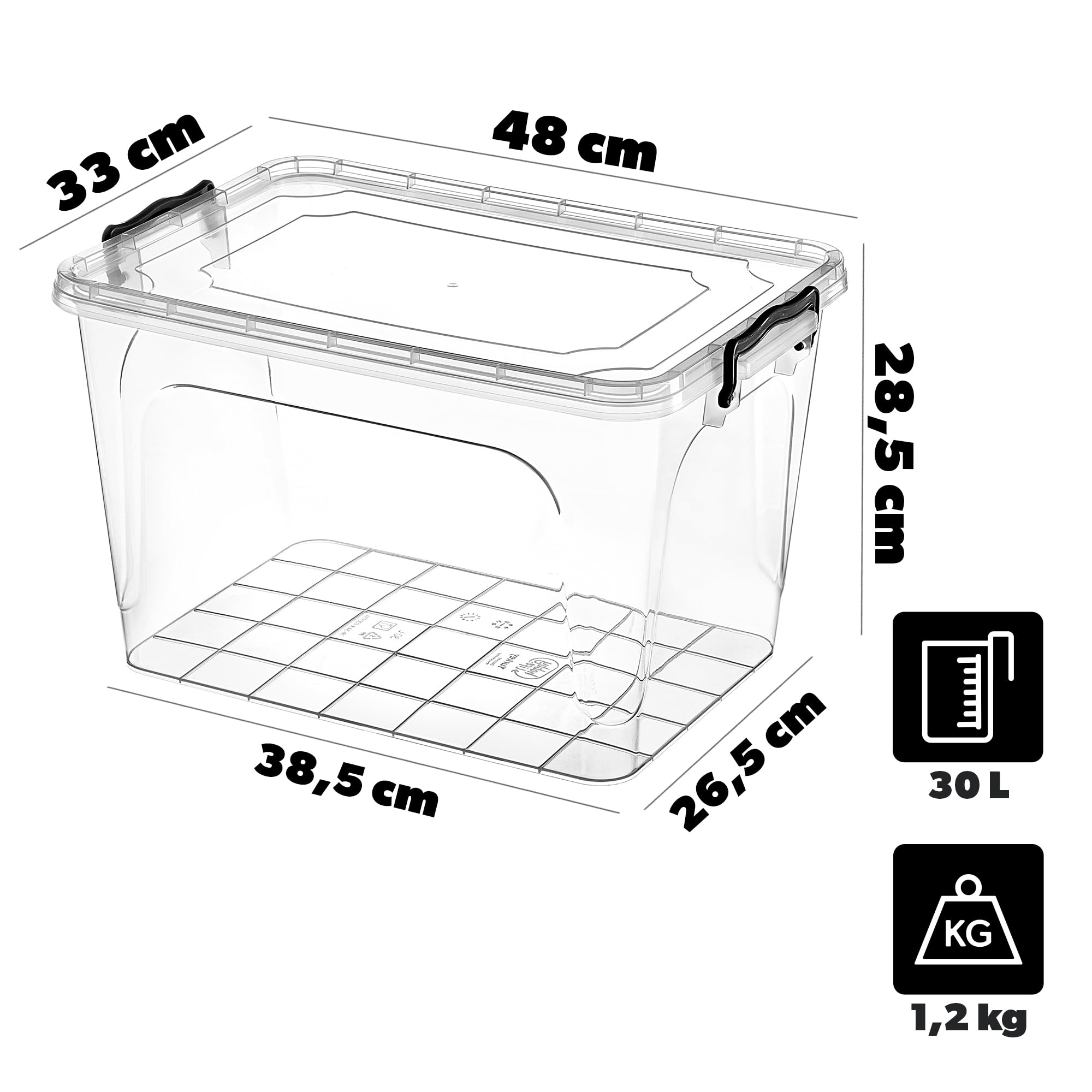 KADAX Caja de transporte de 30 L para marcos de 412 x 412 mm (+/- 2 mm), caja de almacenamiento de 48 x 33 x 28,5 cm con tapa para guardar y transportar miel de forma segura