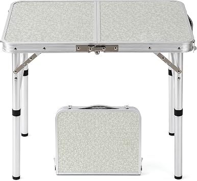 Folding Camp Table Small, 24"Lx 16"W Adjustable Height Small Folding Table