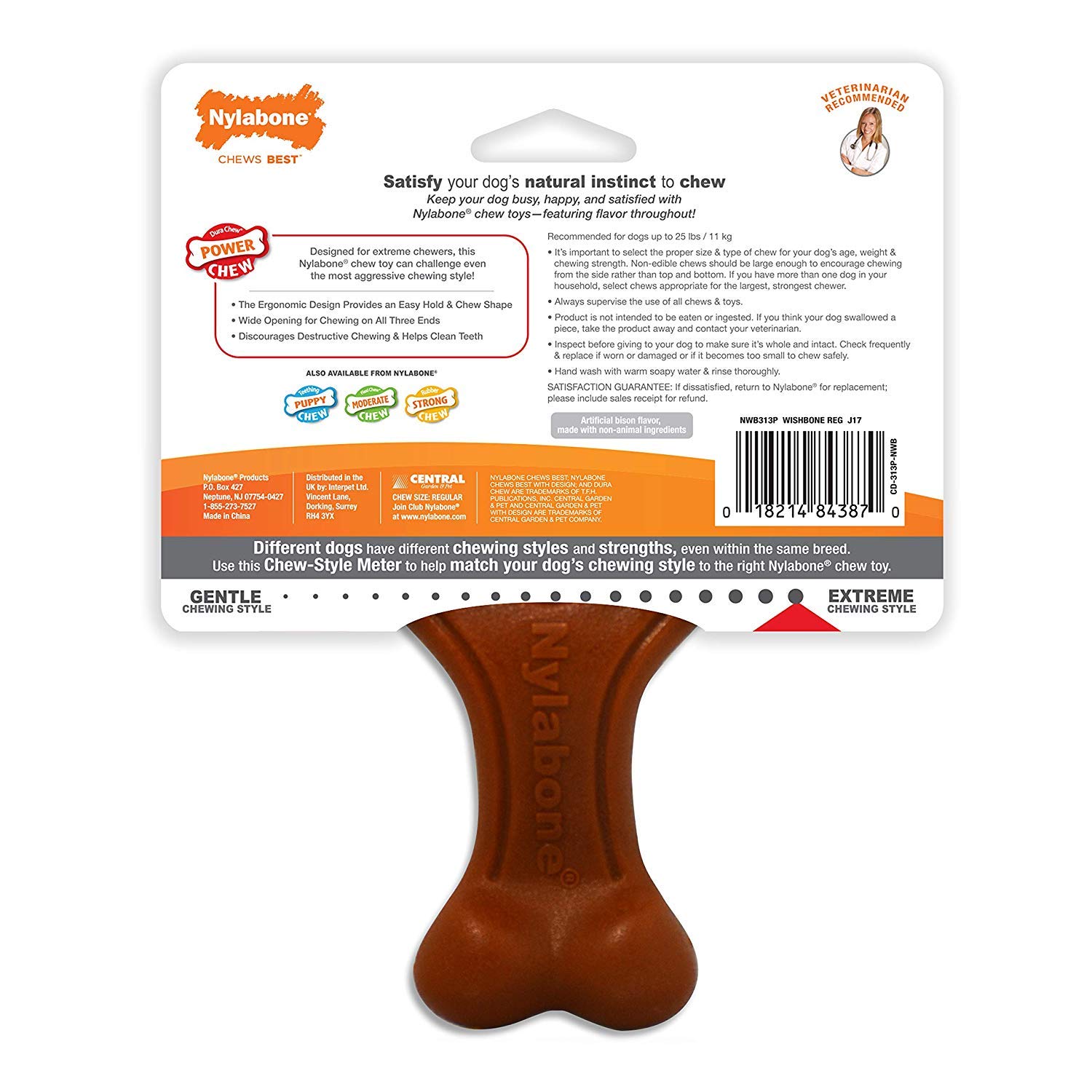 Nylabone (3 Pack) Power Chew Bison Flavor Wishbone Small Toy for Dogs