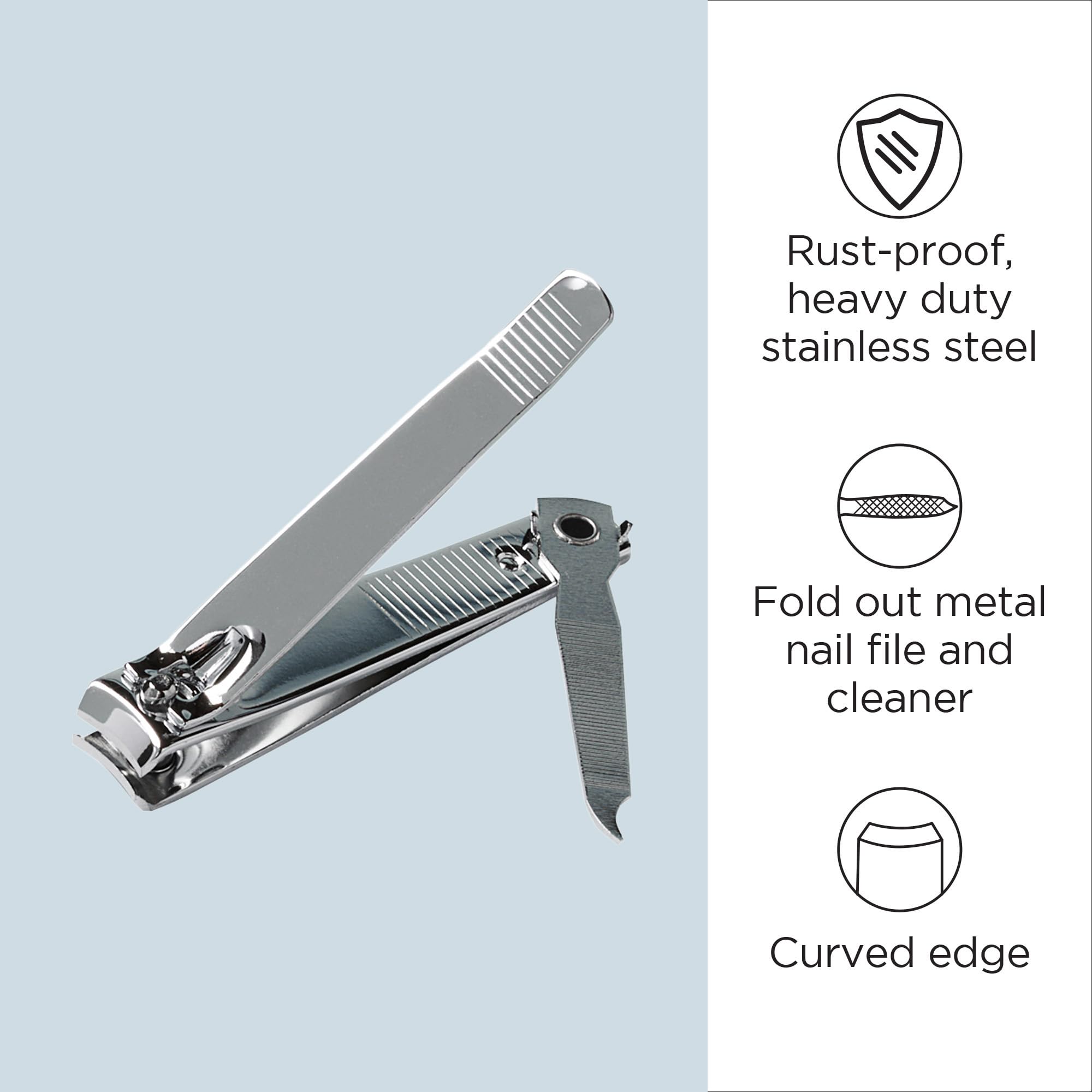 Diane D904 Stainless Steel Nail Clippers with Fold-Out File, 72 Count