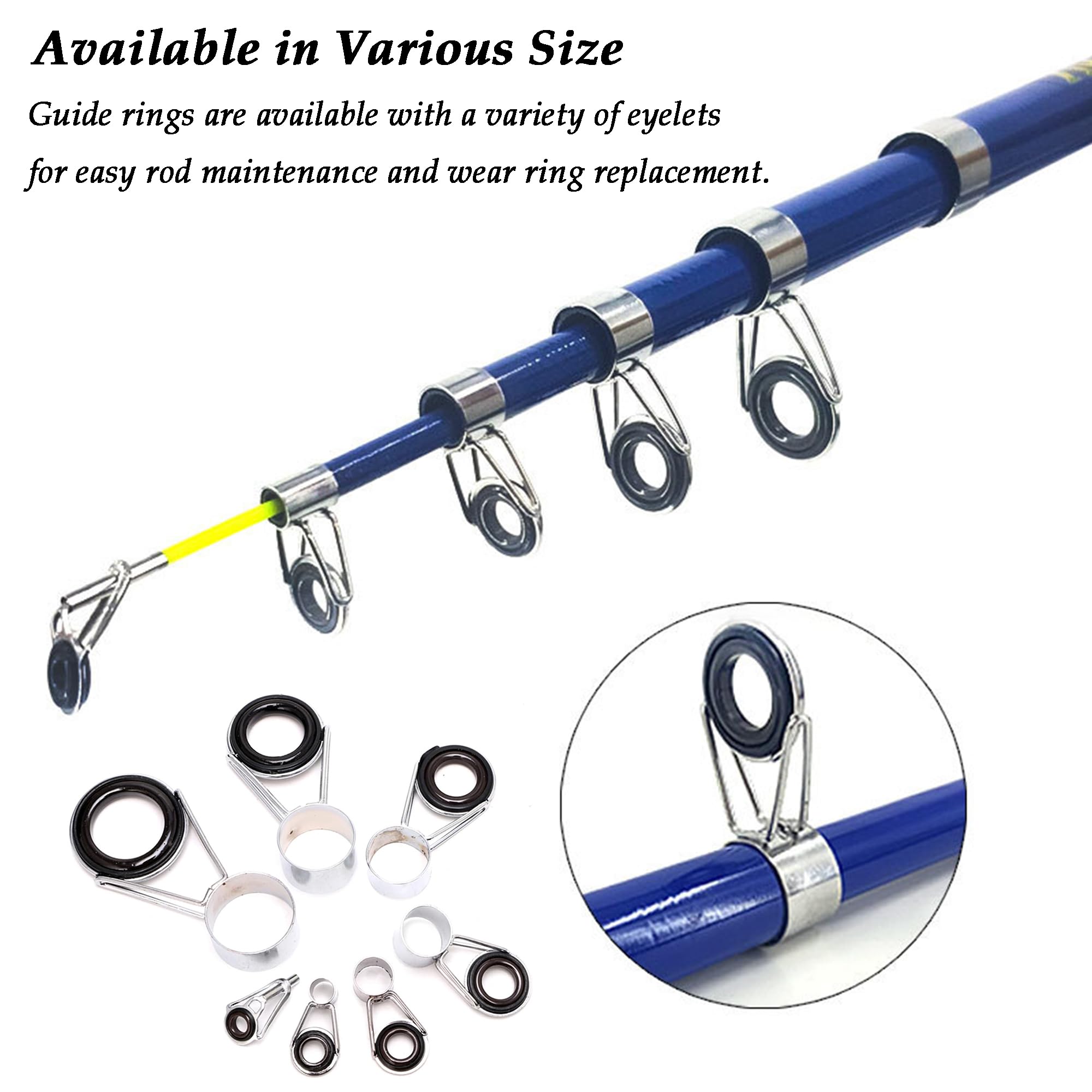 CHENNAN 35 Pièces Bagues Guidage Canne à Pêche - Kit Réparation Anneaux Céramique Inox