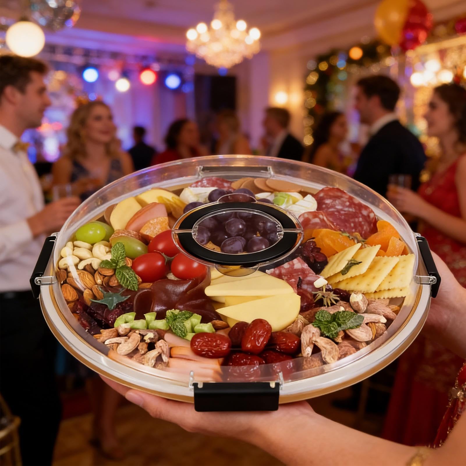 Planches à Charcuterie Plateau de Service Rond 5 Compartiments avec