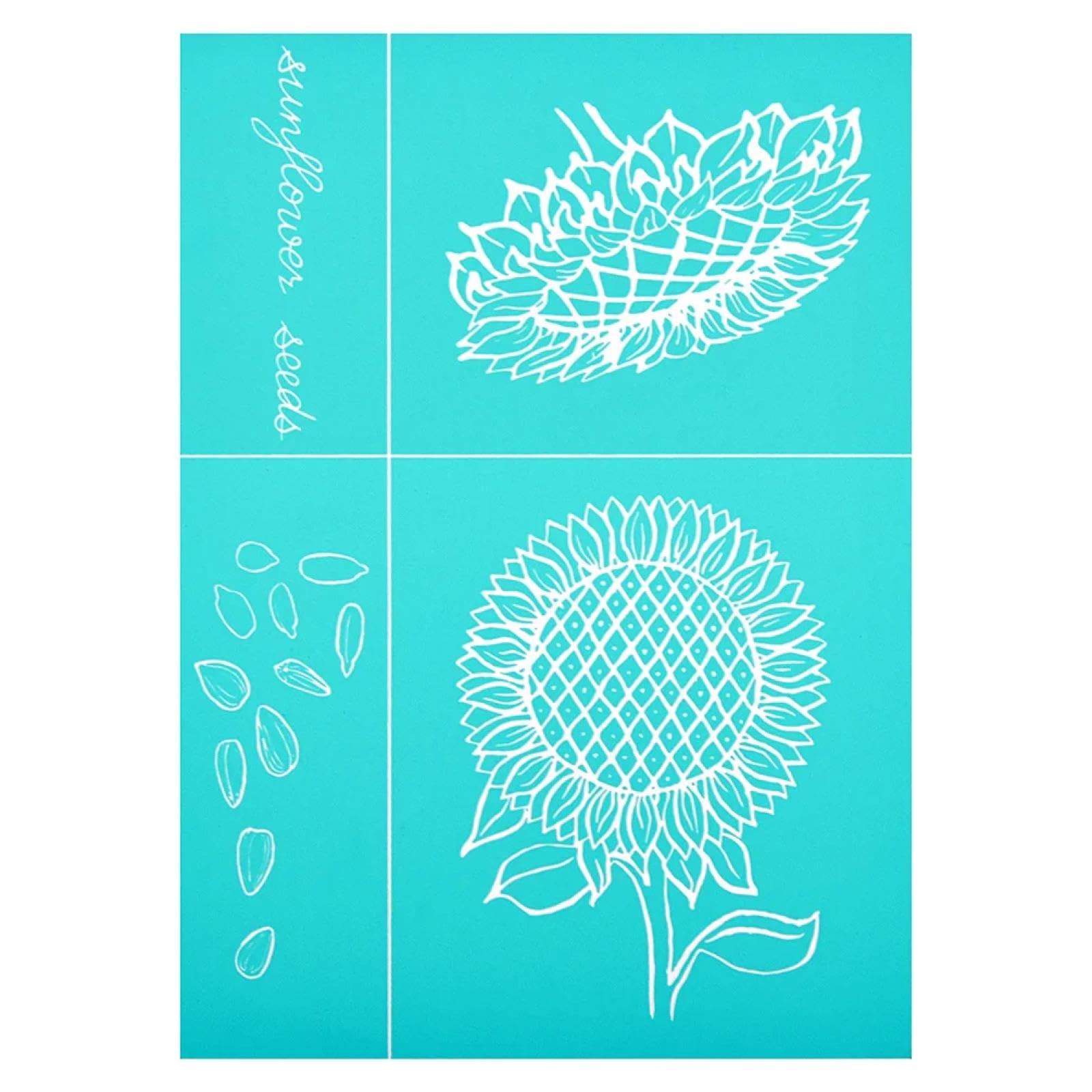 MANGOUSONG Screen Printing Kit,21x29.5cm Silk Screen Printing Template Sunflower Shape Transfer Crafts Wrap Clothing Printing Reusable Package Formwork