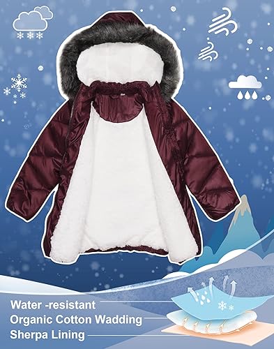 Miniatura 4 de SOLOCOTE Abrigos de invierno con capucha y forro de sherpa, chaqueta ligera, gruesa, cálida, impermeable, resistente al viento, de algodón brillante