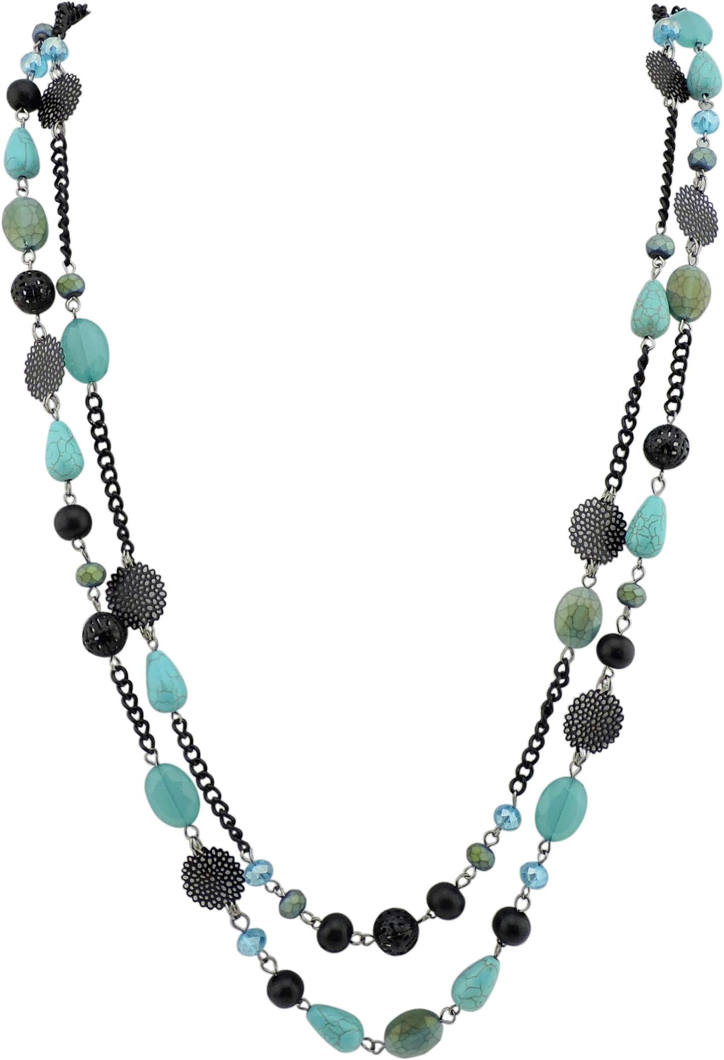 Long Necklaces for Women Trendy, Boho Layered Crystal Beaded Collar Necklaces for Women, Fashion Statement Necklaces Jewelry