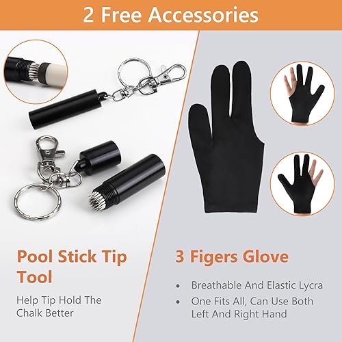 Miniatura 3 de Taco de billar con estuche, palo de taco de piscina de fibra de vidrio de 0.512 in, kit de taco de billar con estuche, palo de billar profesional de
