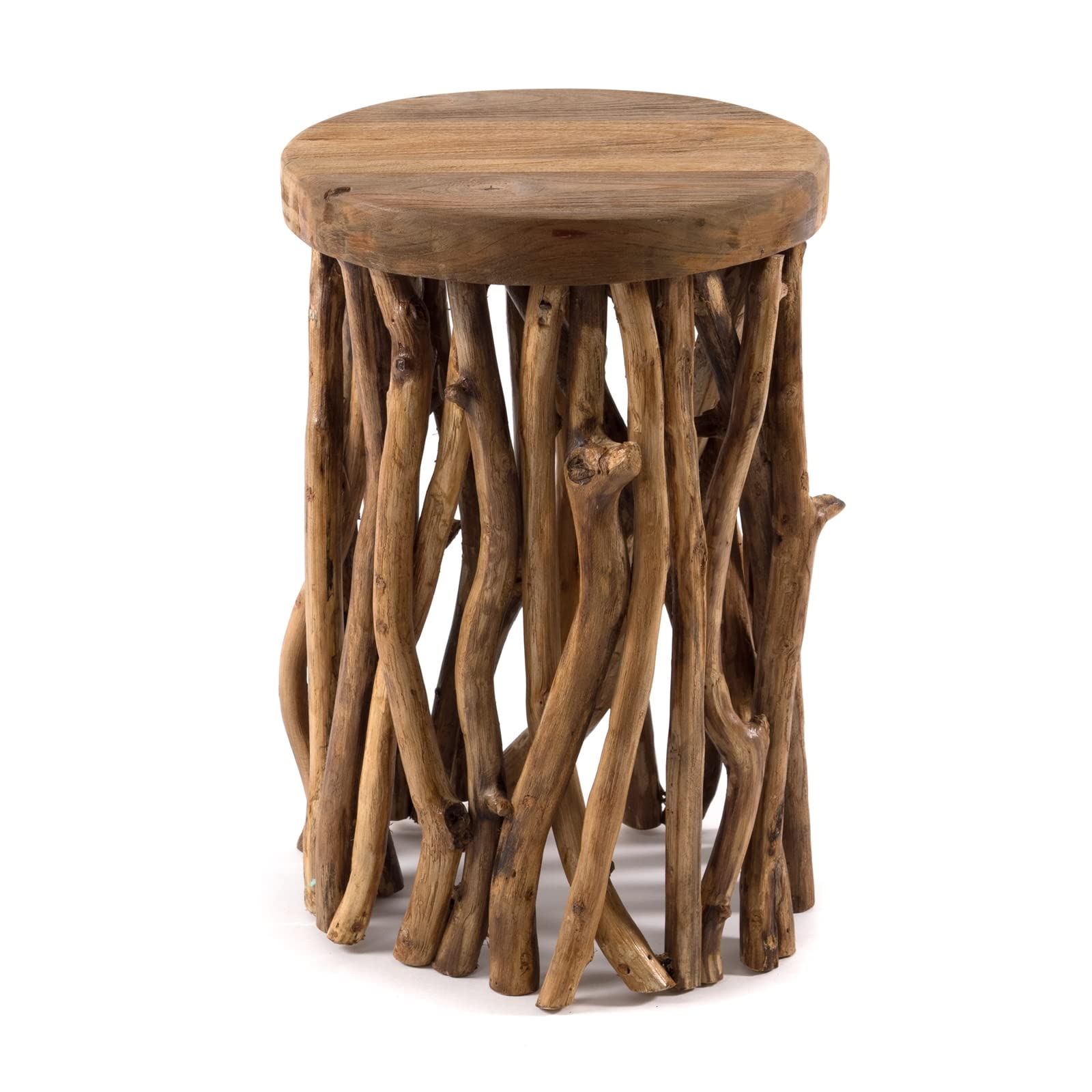 DESIGN DELIGHTS Table D'Appoint en Bois D'Acajou | 45x30 cm | Table Basse, de Téléphone, Tabouret en Bois de Racine, Tabouret pour Plantes