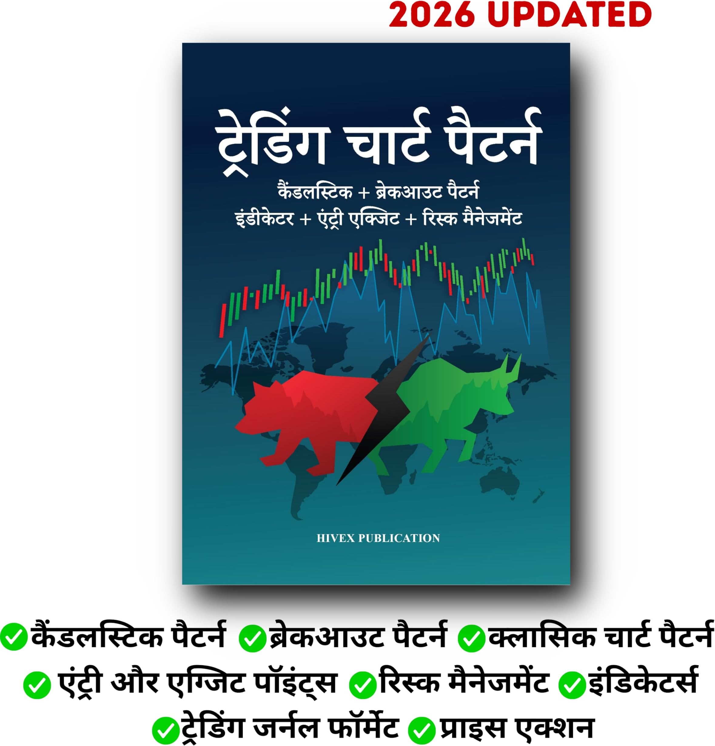 Trading Chart Pattern Book in Hindi | Includes Candlestick & Breakout Patterns | Indicators, Risk Management, Entry exit, Price Action & Trading ... basic to advance | In Easy Hindi Language