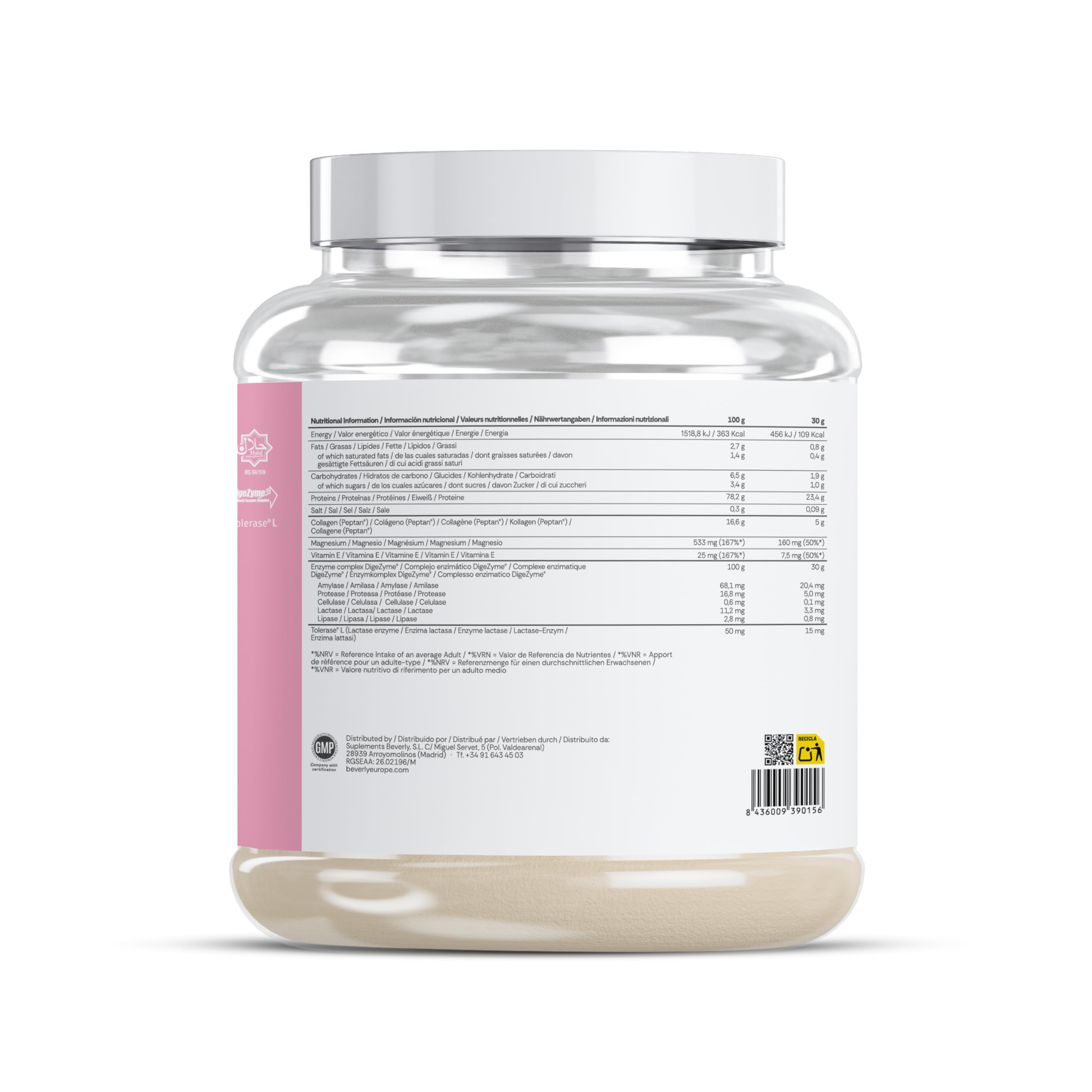 Beverly Women Protein - Protéine de lactosérum spéciale pour femmes avec collagène marin, magnésium et vitamine E - 1 Kg - 24 g de protéines par portion - 33 portions - Saveur (1 Kg, Petit Beurre)