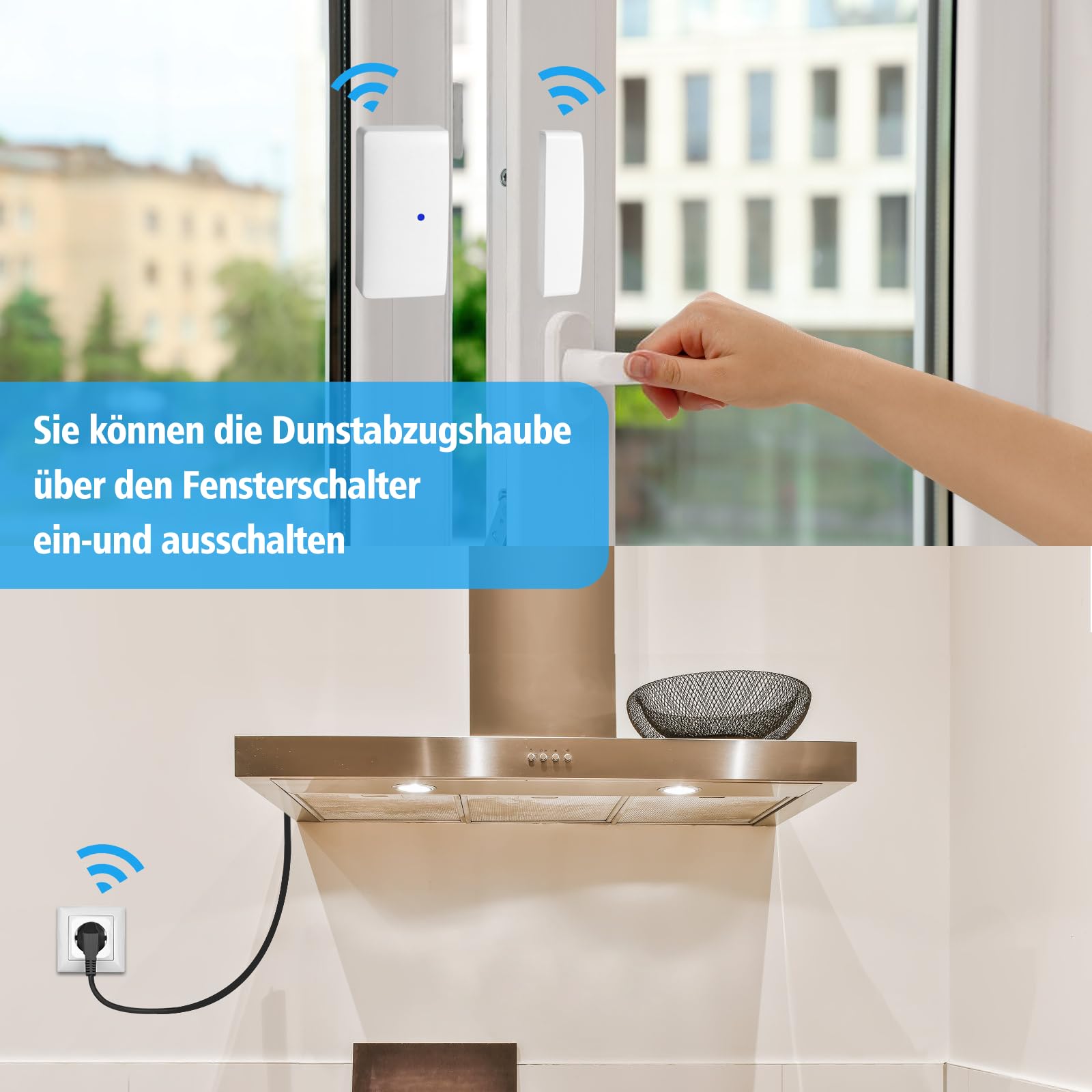 LoraTap, Controllo Di Scarico Senza Fili Con Contatto Magnetico Per Finestra E Presa Radio Per Cappa Aspirante, Camino, Interruttore A Contatto Per Finestra - Foto 14
