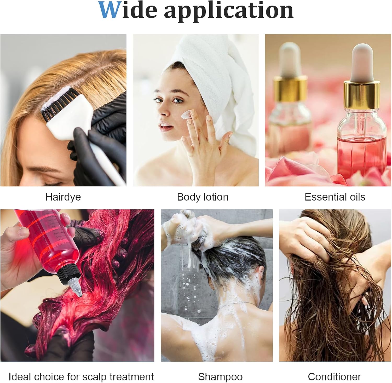 SynHHergyx 2 Pack Applicator Bottle for Hair 8.5oz Hair Oil Container Plastic Hairs Color Dispenser for Salon Sylist Twist-On Top Tip Cap with Clear Graduated Scale