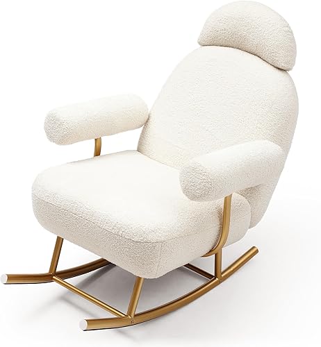 Mecedora de interior para guardería, mecedora grande y alta, moderna, de sherpa, para guardería, mecedora tapizada, cómoda, para dormitorio, sala de