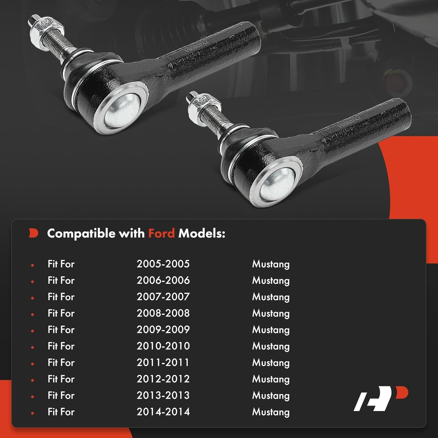 A-Premium 2 x Front Outer Tie Rod Ends, Compatible with Ford Mustang 2005-2014