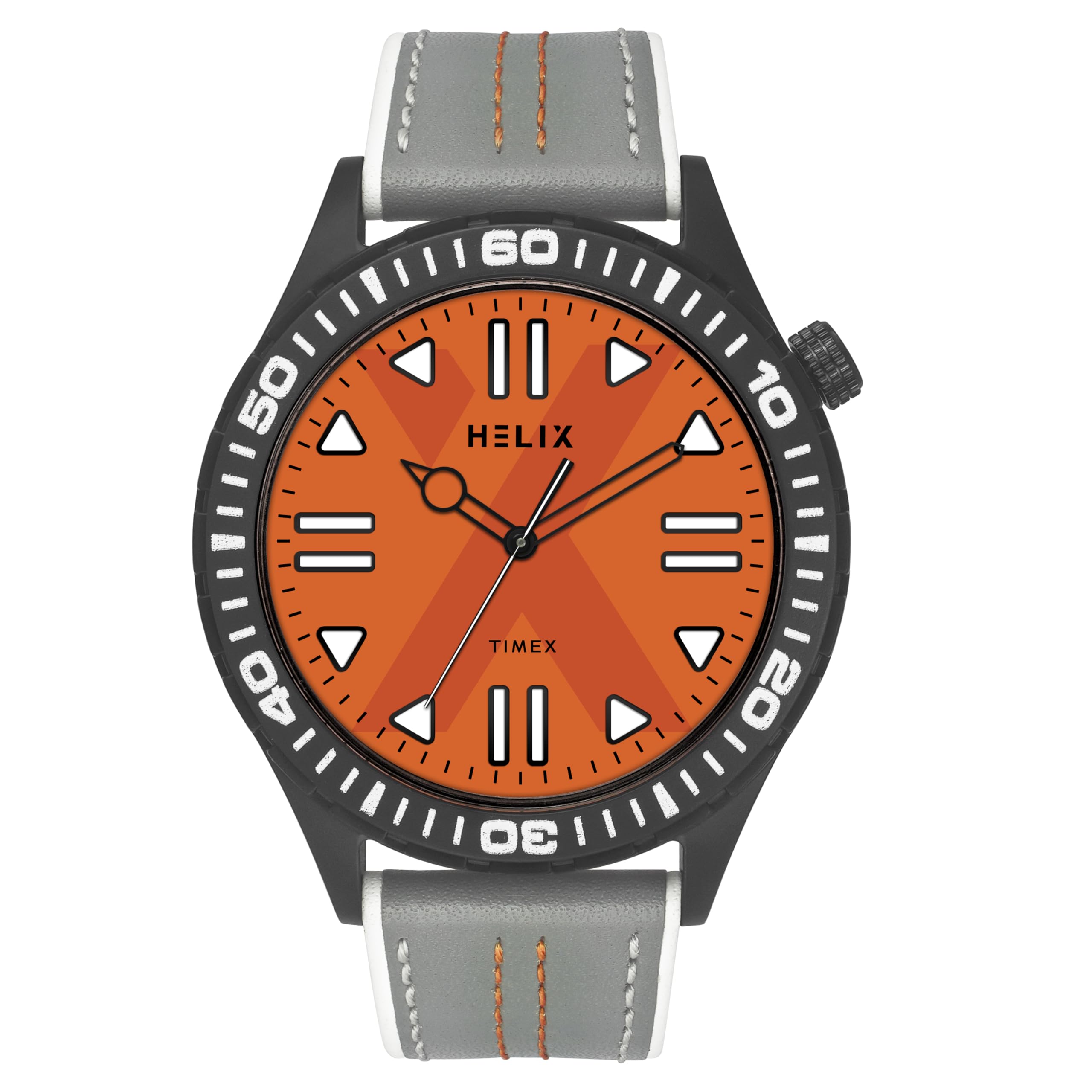 Helix by Timex Orange Round Analog Watches for Men | Quartz Movement Leather Strap Men Watches | Upto 30 m Water Resistance with Buckle Closure | Gift for Men TW052HG06 (B0D75WS3DF) Amazon Price History, Amazon Price Tracker