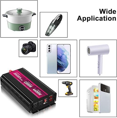 Miniatura 38 de Inversor de corriente de onda sinusoidal pura, 3000 W, 12 V CC a 110 V/120 V CA, pico de 6000 W, control remoto, 4 salidas de CA, USB dual, pantalla