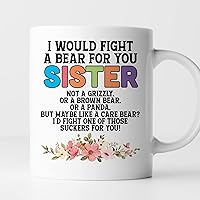 Vista 1 de TODOLIA Taza de café con texto en inglés "I Would Fight a Bear For You", divertida taza de café para hermanos, taza de regalo para hermanas, taza