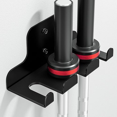 Miniatura 13 de Soporte de Barra de Pared, Soporte de Pared para Barra Individual, Estante de Pared para Barra de Gimnasio en Garaje, Estante de Pared Vertical para