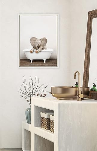 Miniatura 3 de Kate and Laurel Sylvie Baby Elephant - Lienzo enmarcado para baño rústico n. 6 pulgadas, arte de pared por Amy Peterson Art Studio, 18 x 24